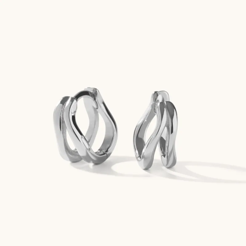 Wavy Hoops Silver sold by Muru