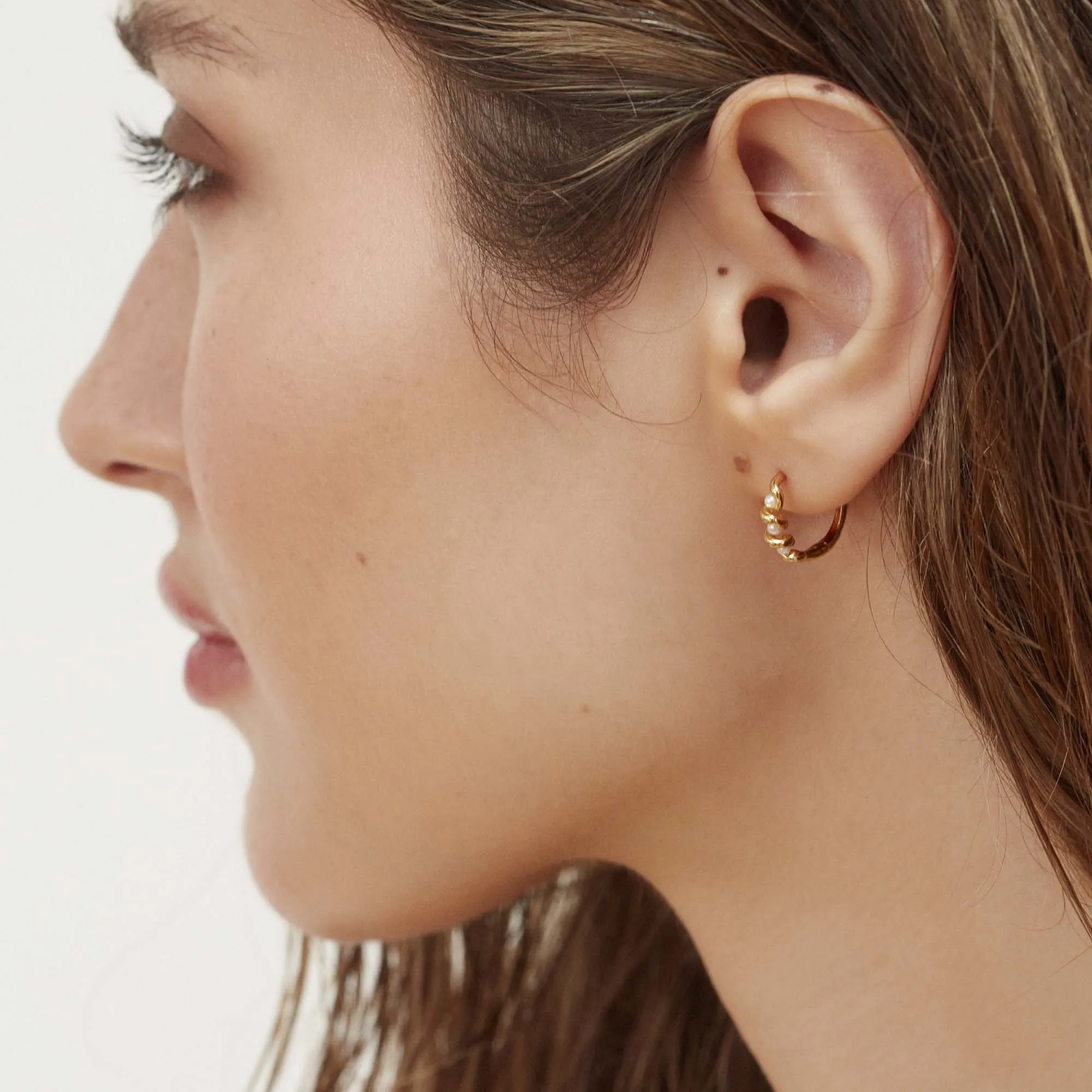 Gaia Pearl Hoops Silver sold by Muru product image thumbnail 5