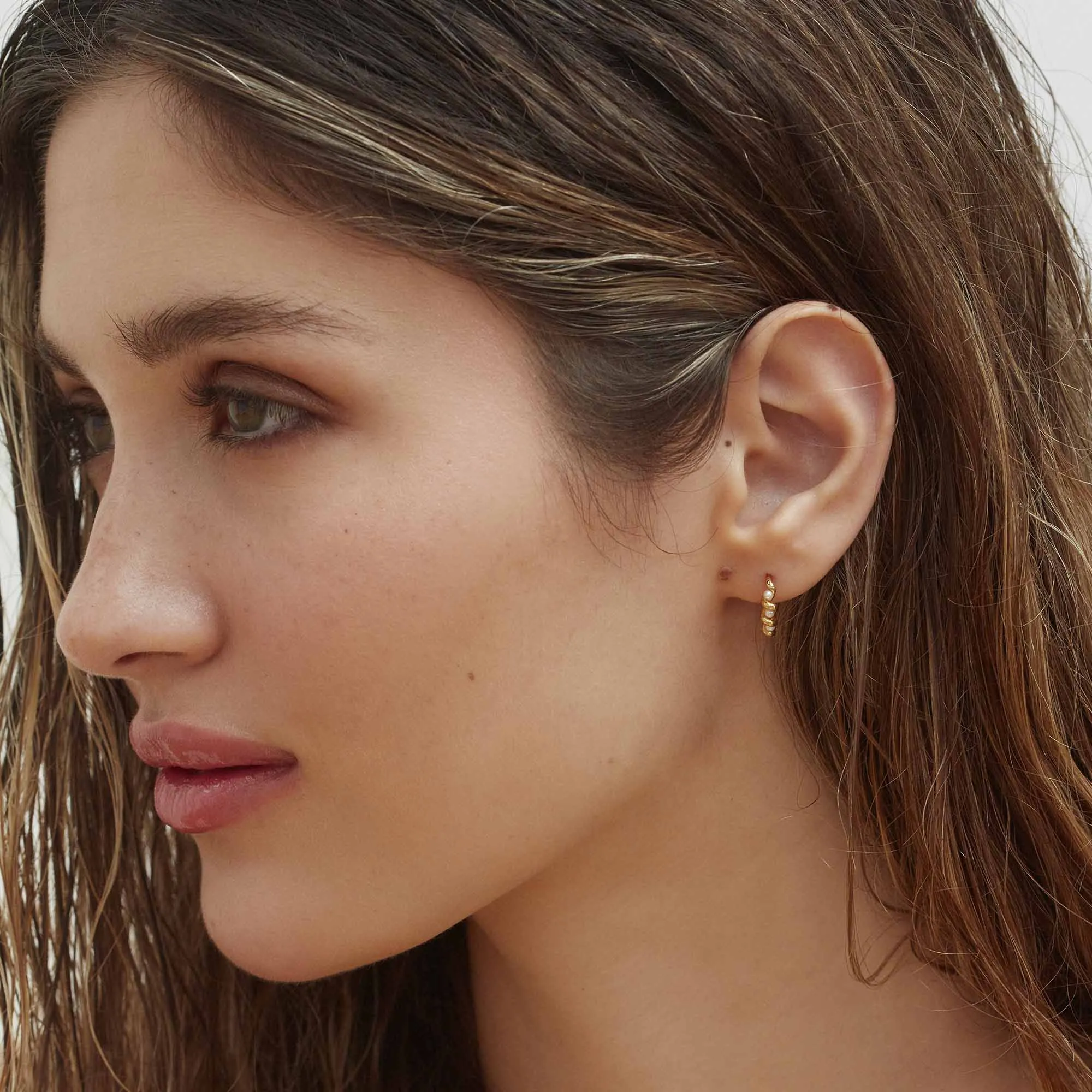 Gaia Pearl Hoops Silver sold by Muru product image thumbnail 4
