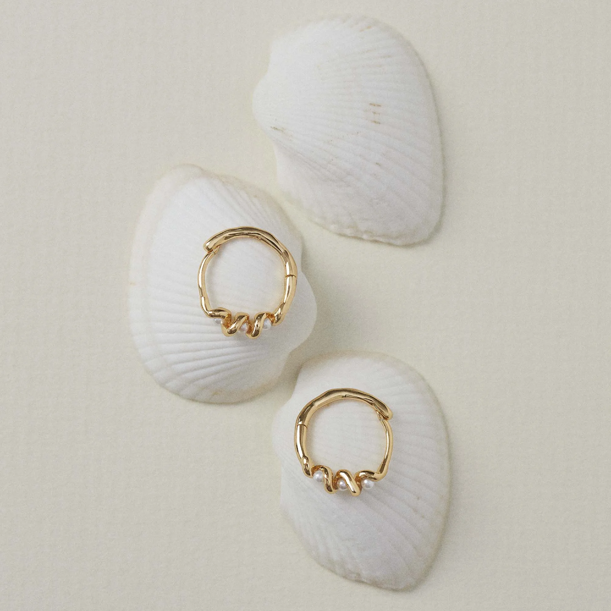 Gaia Pearl Hoops Silver sold by Muru product image thumbnail 3