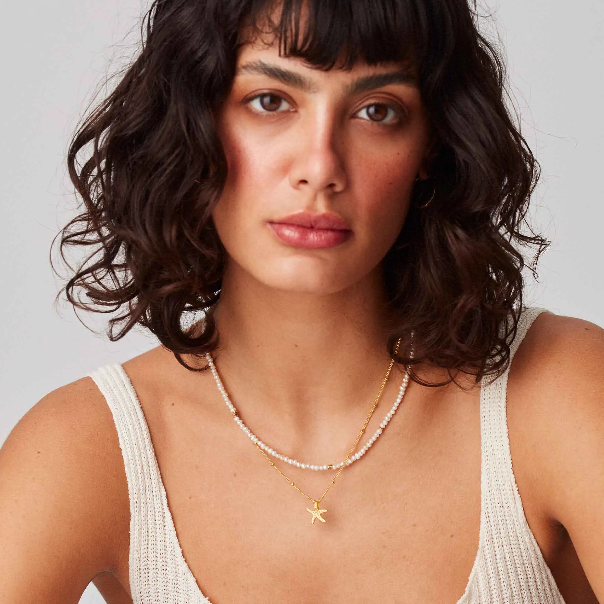 Silver Starfish Necklace With Bead Chain sold by Muru product image thumbnail 2