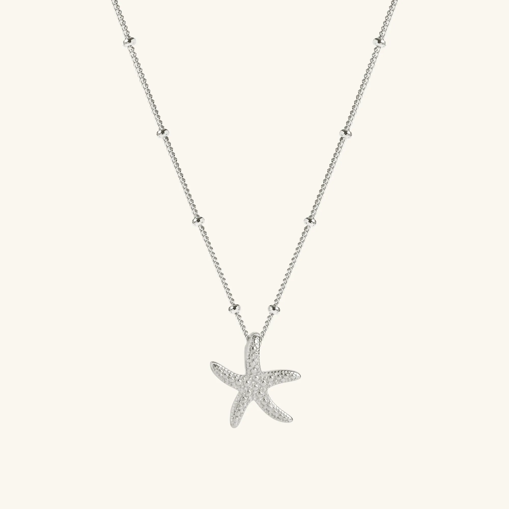 Silver Starfish Necklace With Bead Chain sold by Muru