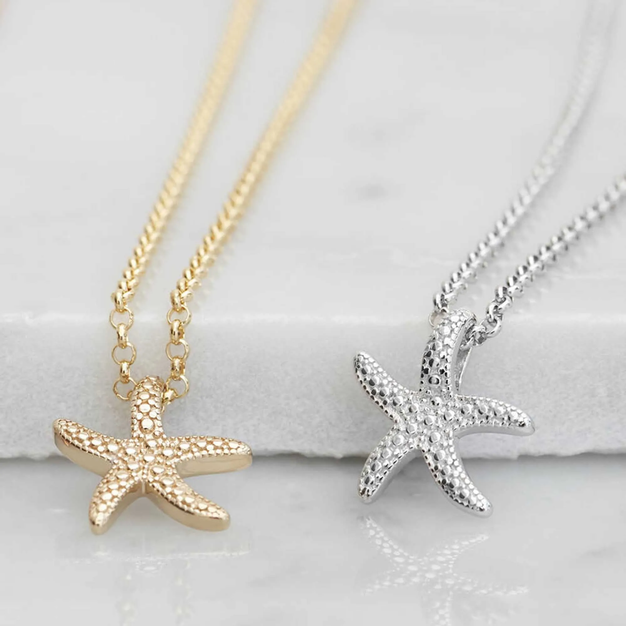 Silver Starfish Necklace With Bead Chain sold by Muru product image thumbnail 3