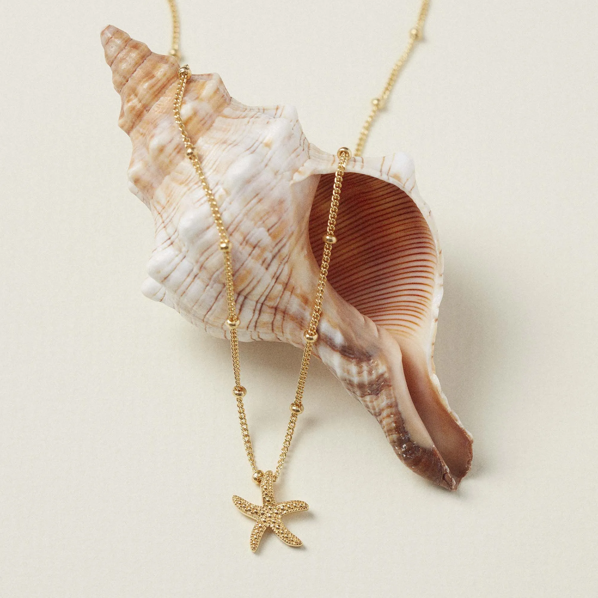 Silver Starfish Necklace With Bead Chain sold by Muru product image thumbnail 4