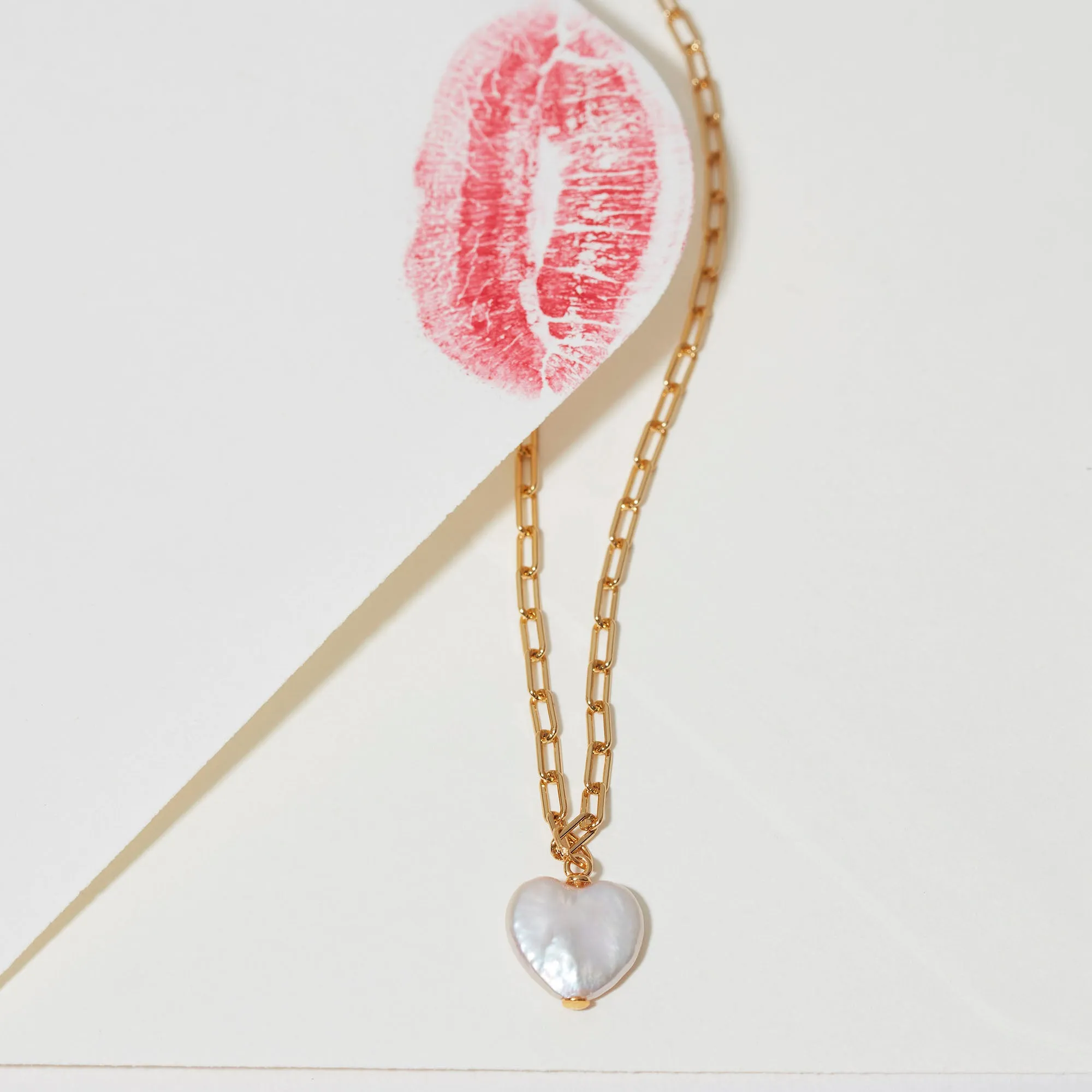 Pearl Heart Paperclip Necklace Gold sold by Muru product image thumbnail 4