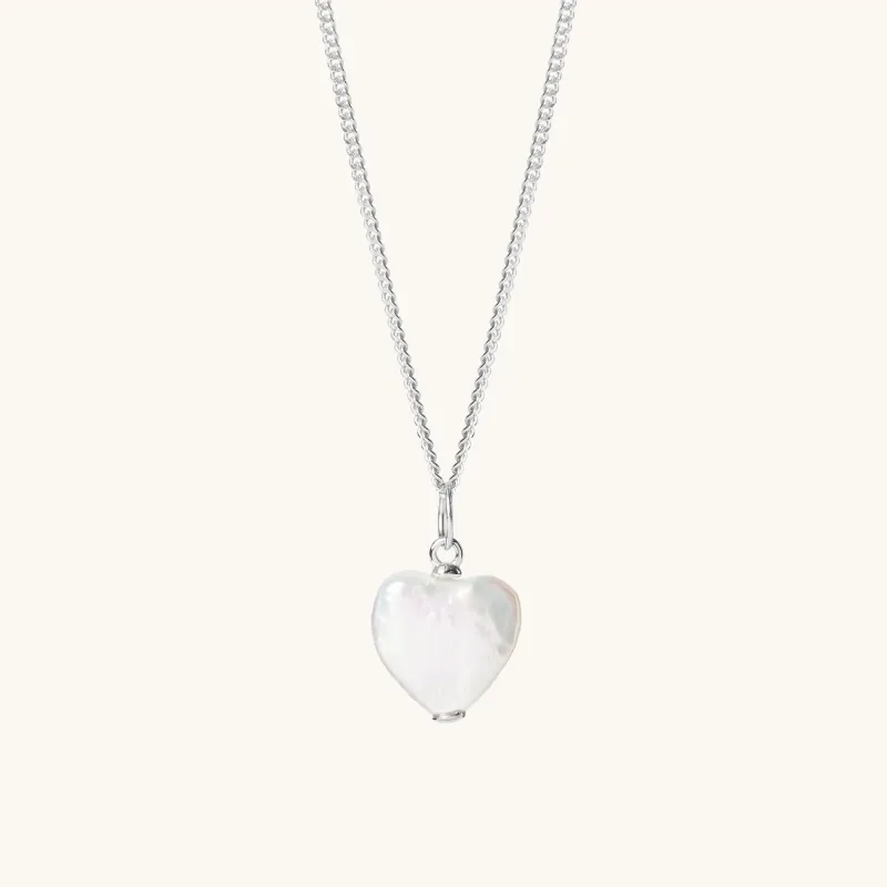 Pearl Heart Necklace Silver sold by Muru
