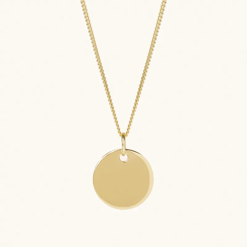 Engraveable Round Necklace Gold made by Muru