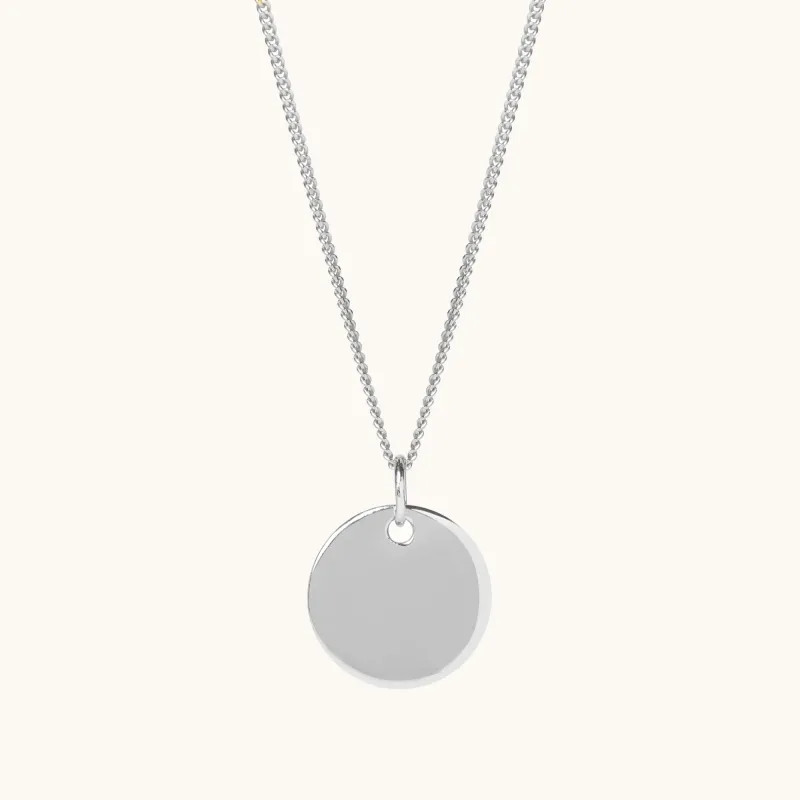 Engraveable Round Necklace Silver sold by Muru