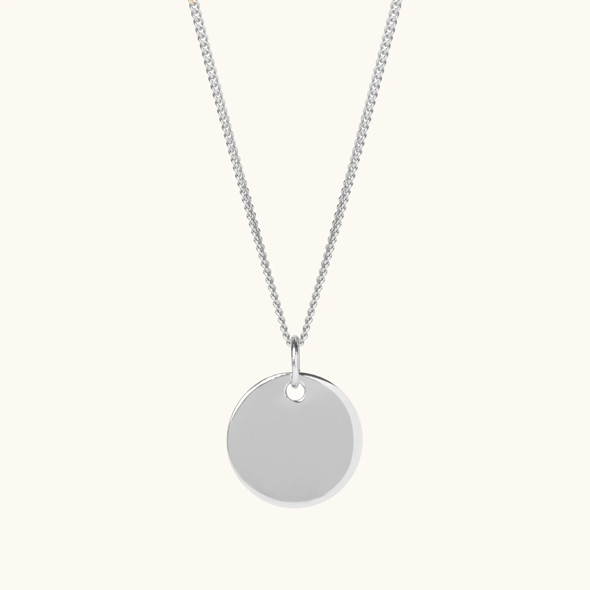 Engraveable Round Necklace Silver sold by Muru