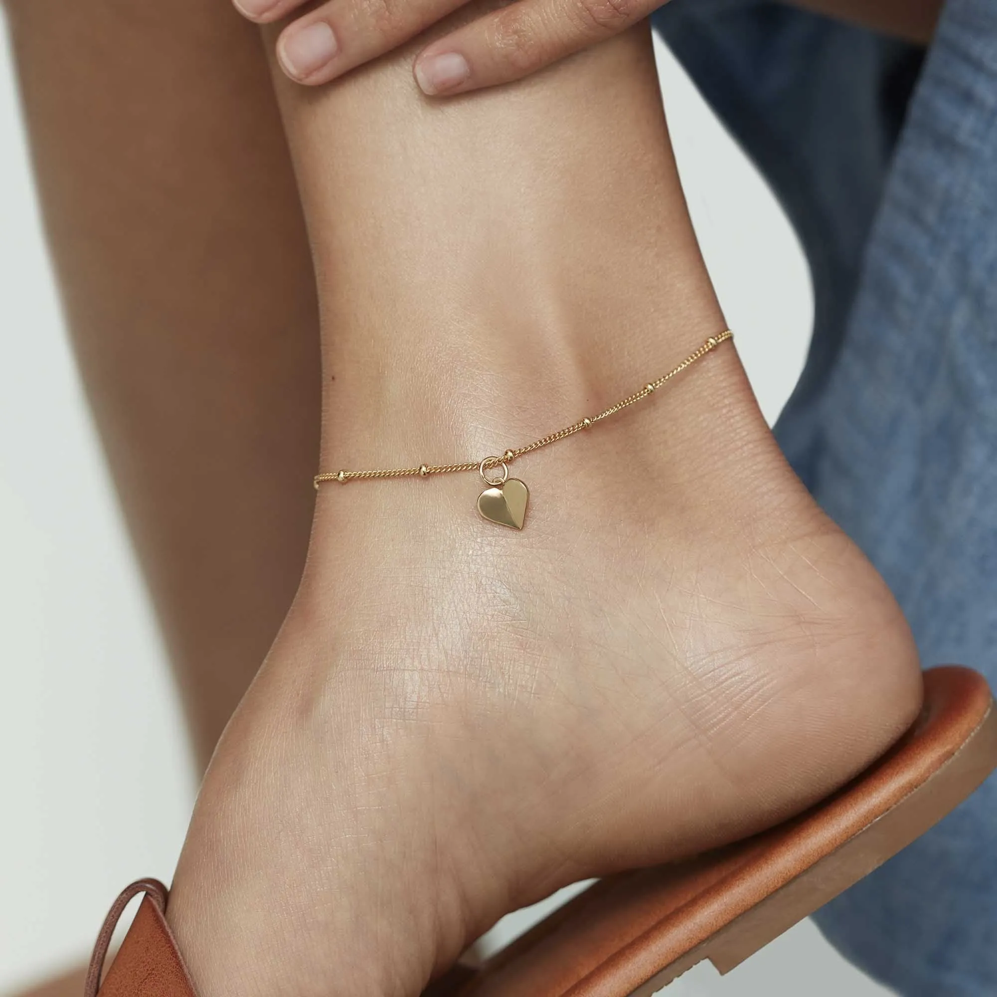 Mini Heart Initial Anklet Gold sold by Muru product image thumbnail 2
