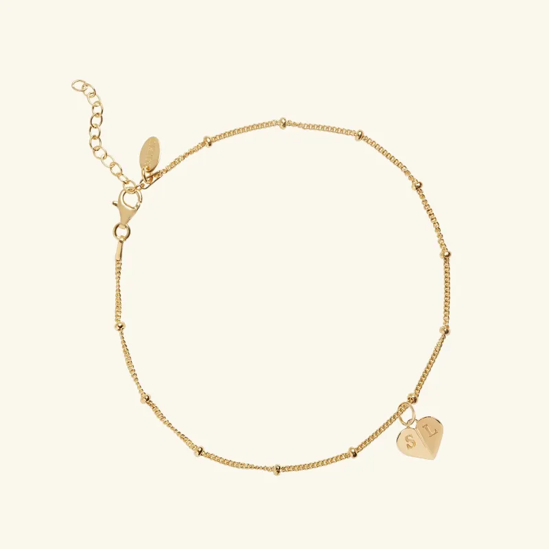 Mini Heart Initial Anklet Gold sold by Muru