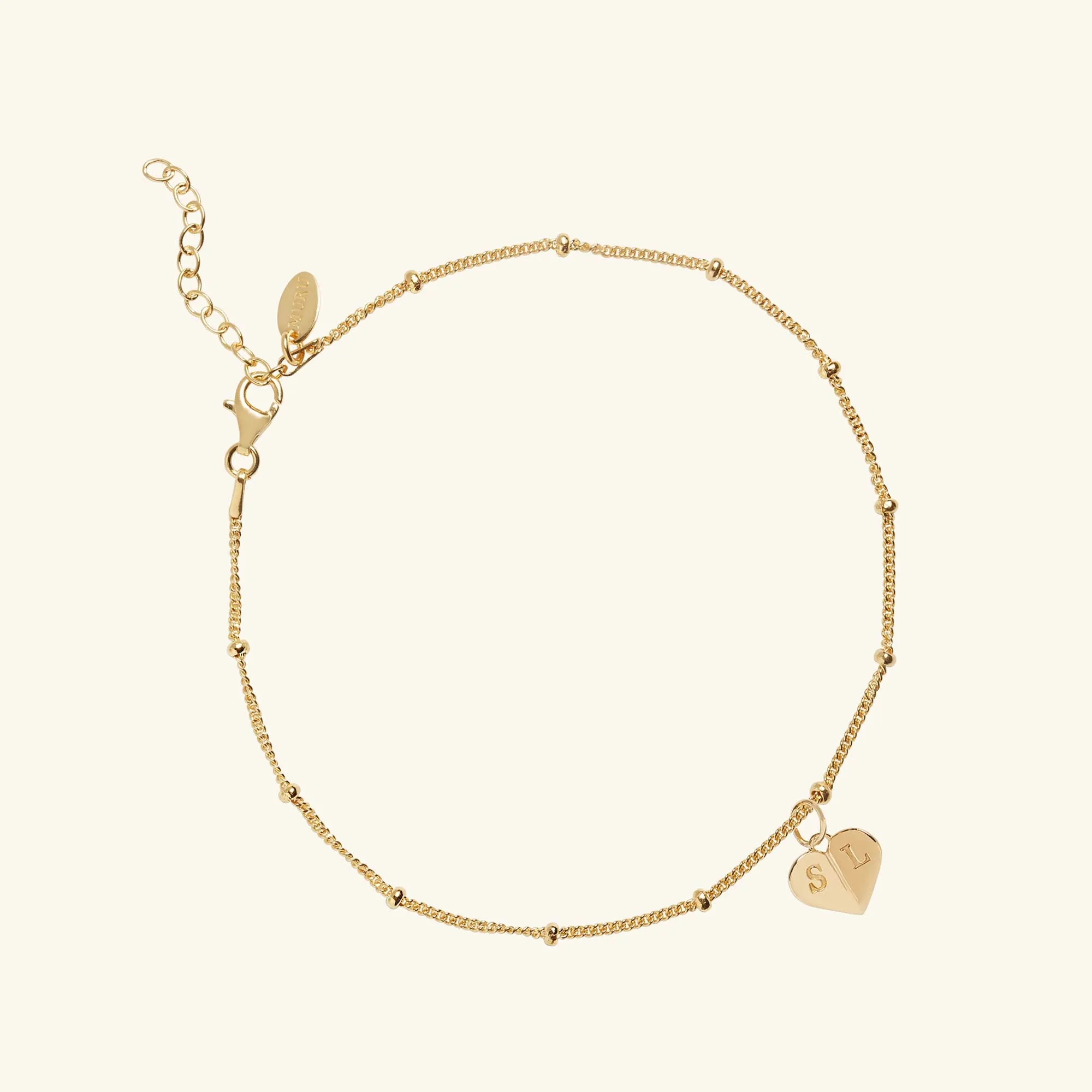 Mini Heart Initial Anklet Gold sold by Muru