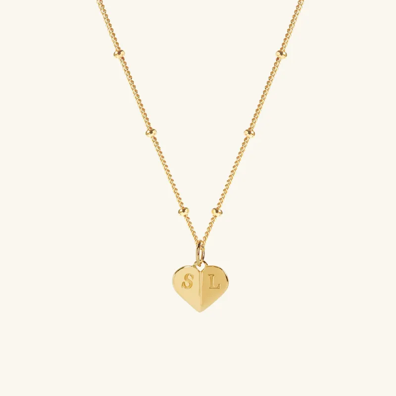Gold Mini Heart Necklace With Bead Chain sold by Muru