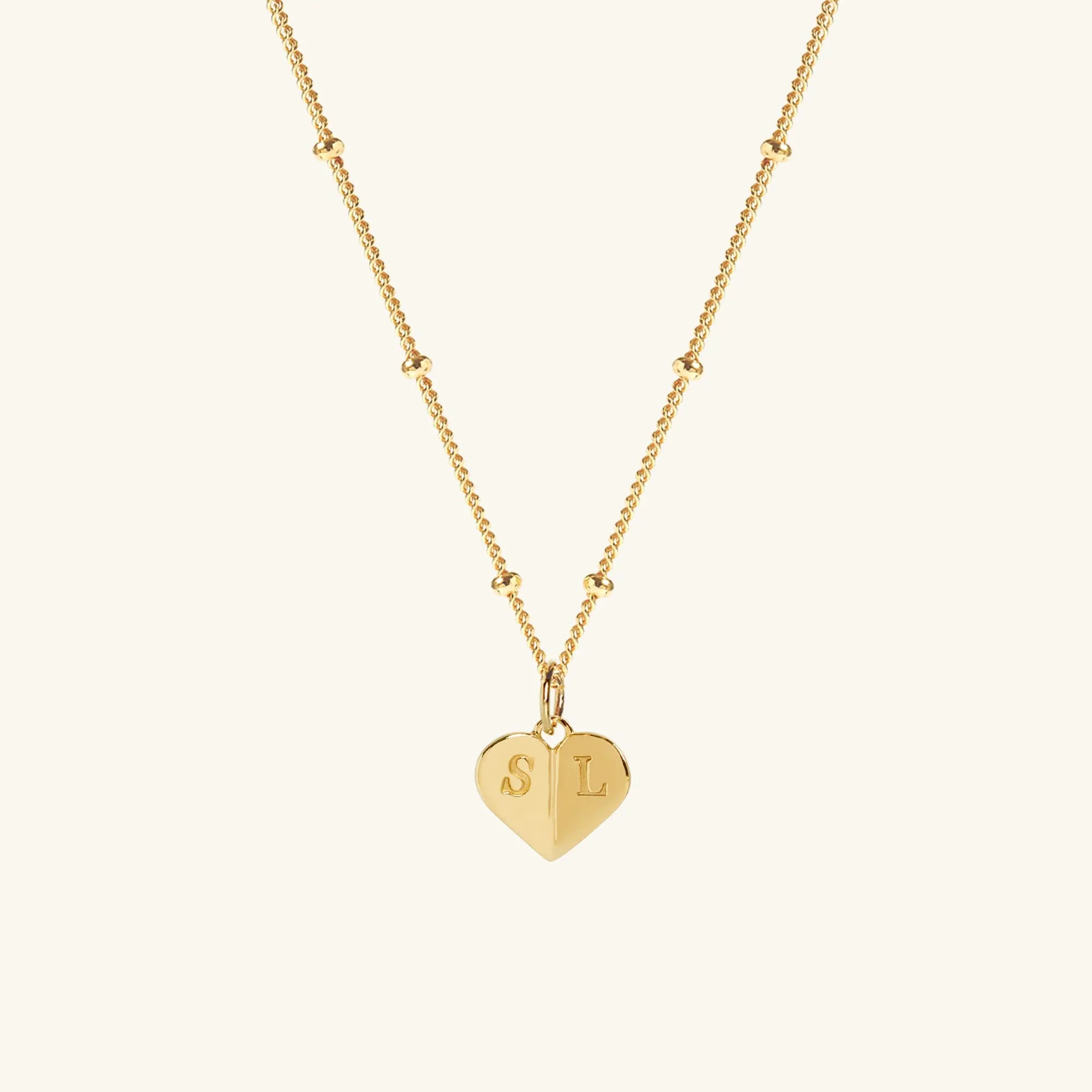 Gold Mini Heart Necklace With Bead Chain sold by Muru