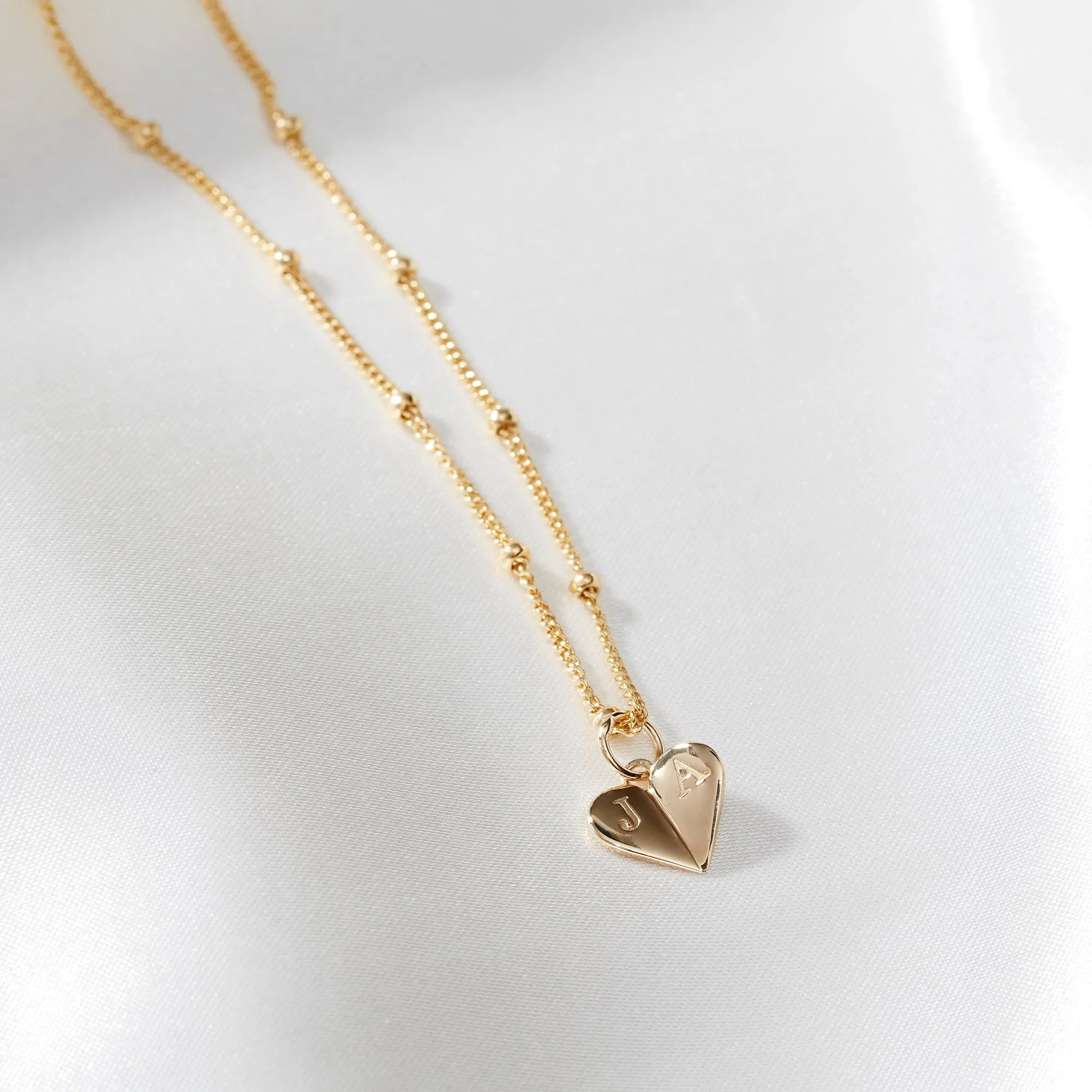 Gold Mini Heart Necklace With Bead Chain sold by Muru product image thumbnail 2