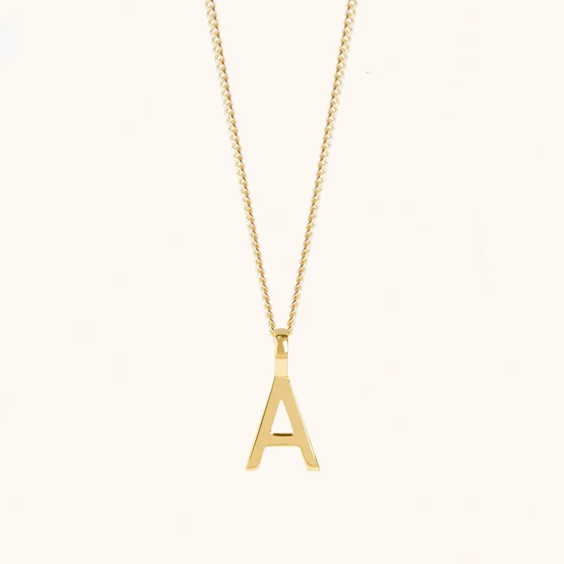 Letter Necklace with Curb Chain Gold sold by Muru