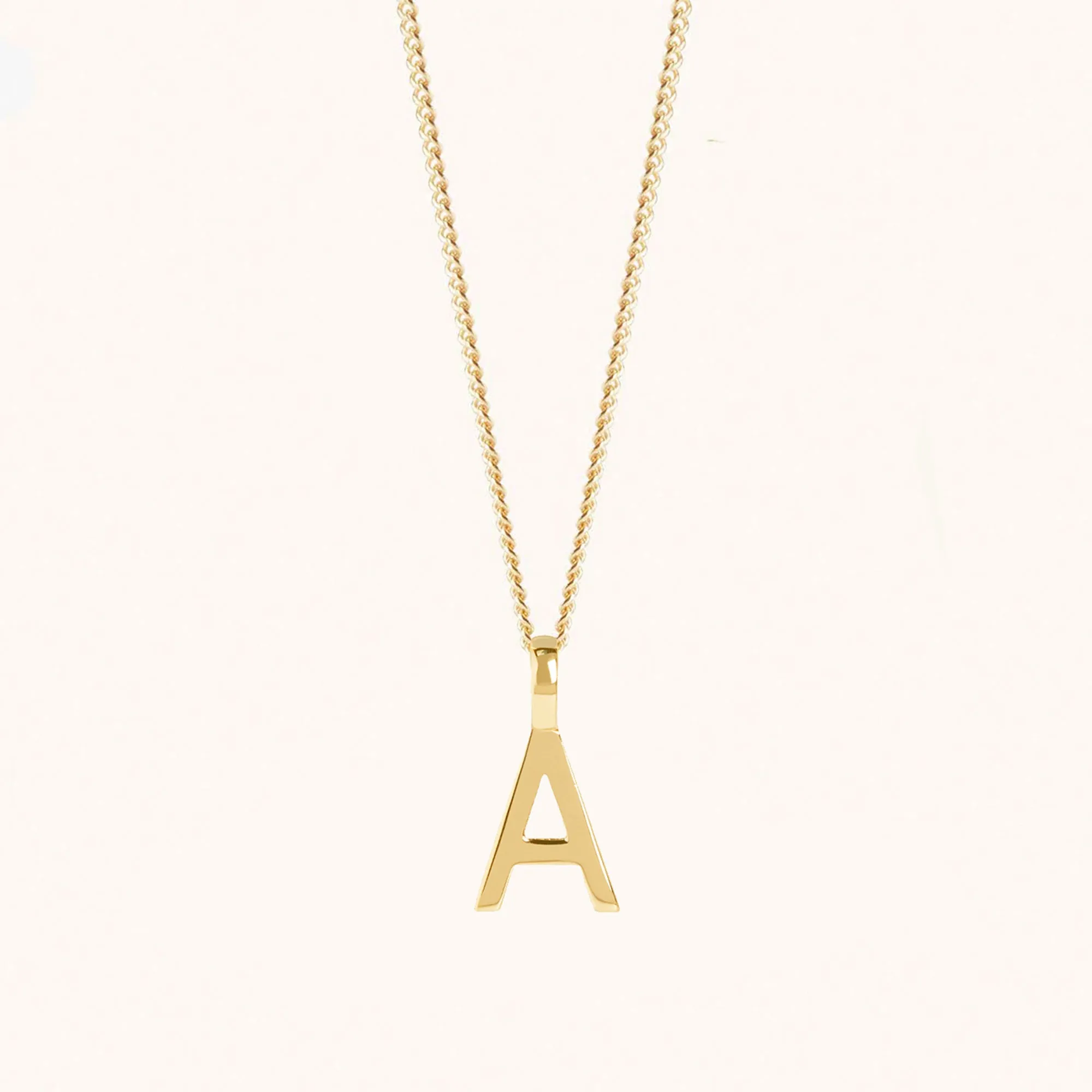 Letter Necklace with Curb Chain Gold sold by Muru
