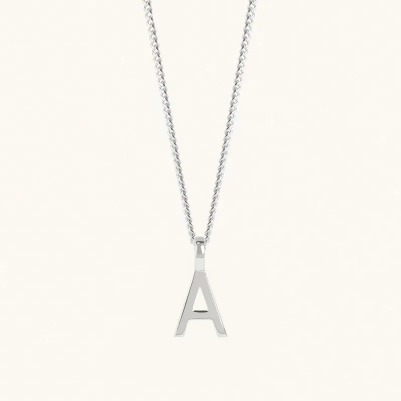 Letter Necklace with Curb Chain Silver sold by Muru