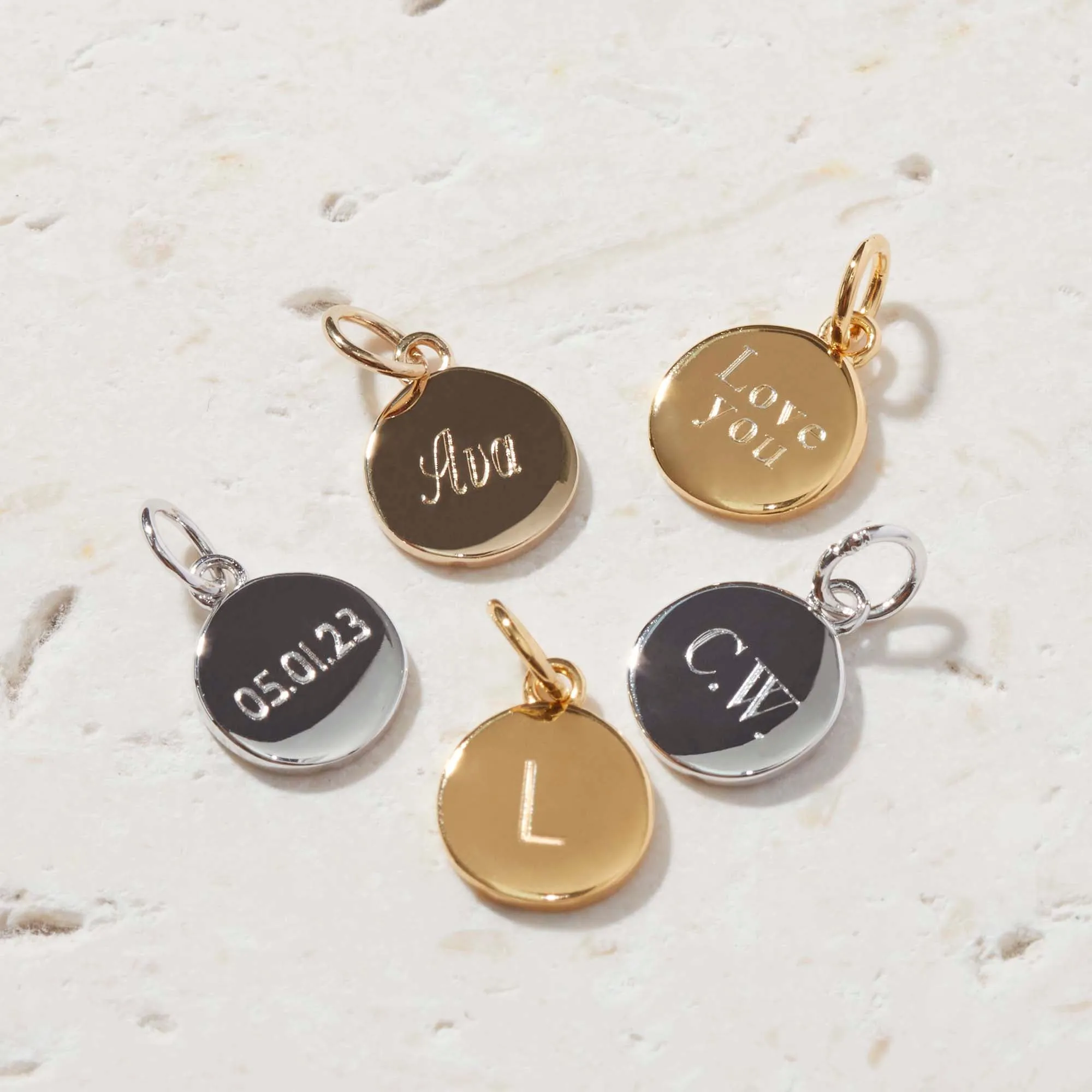 Gold Initial Disc Necklace With Curb Chain sold by Muru product image thumbnail 4