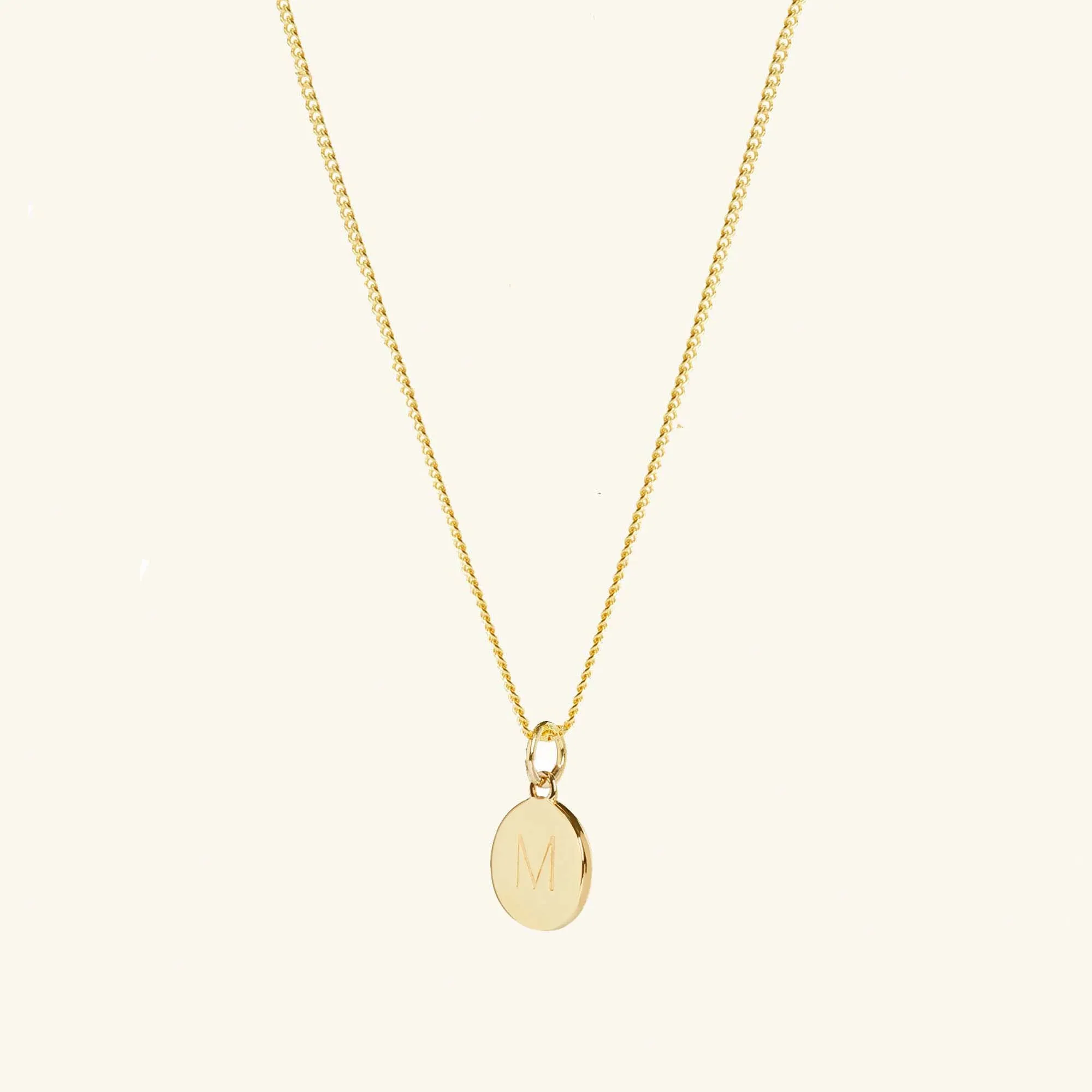 Gold Initial Disc Necklace With Curb Chain sold by Muru product image thumbnail 5