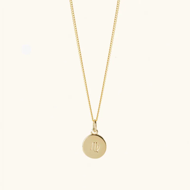 Gold Zodiac Disc Necklace With Curb Chain sold by Muru