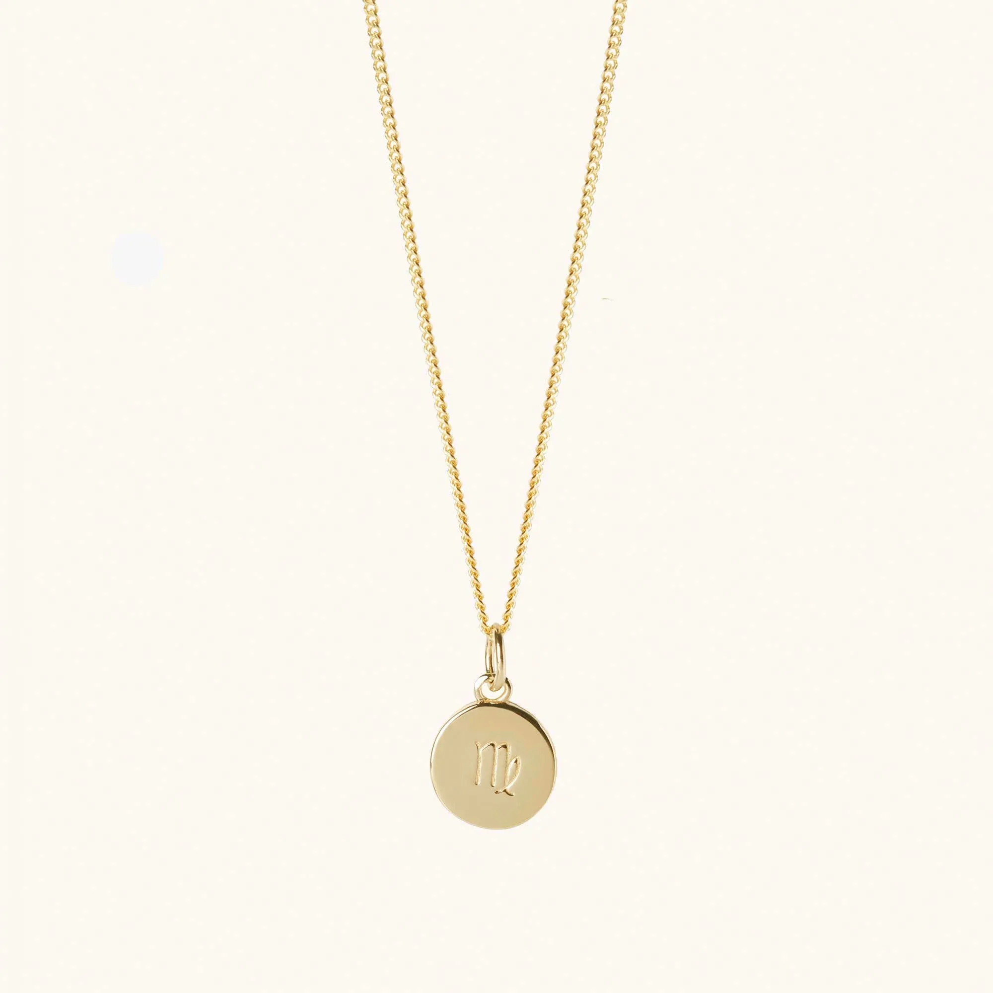 Gold Zodiac Disc Necklace With Curb Chain sold by Muru