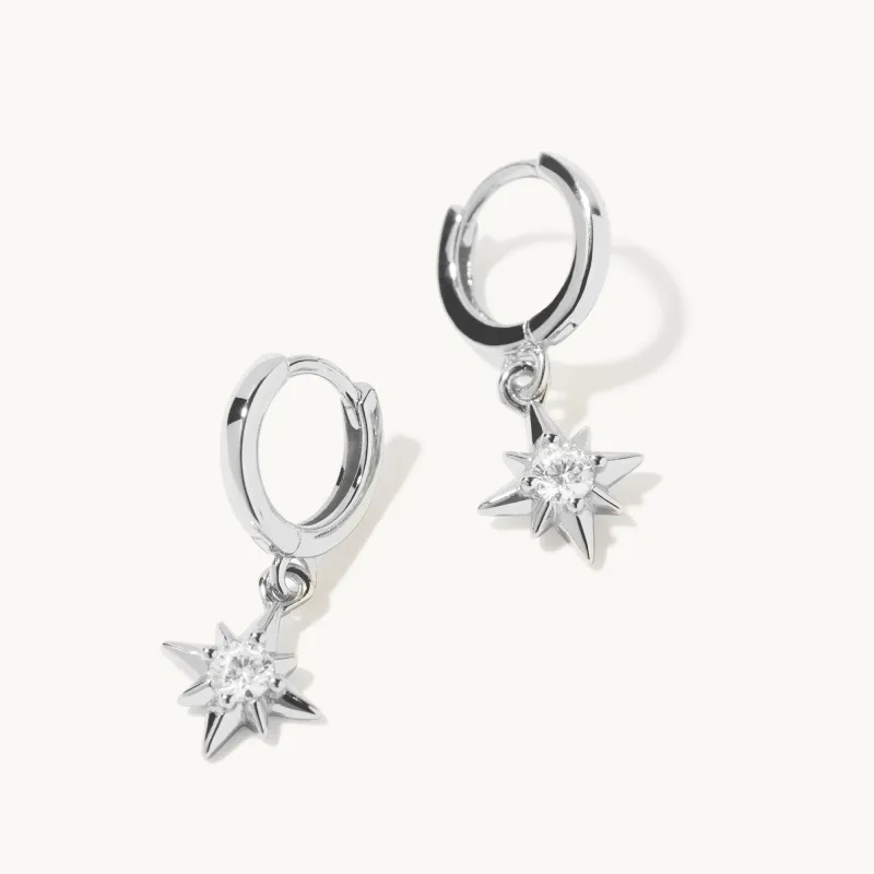 Crystal Star Hoops Silver sold by Muru