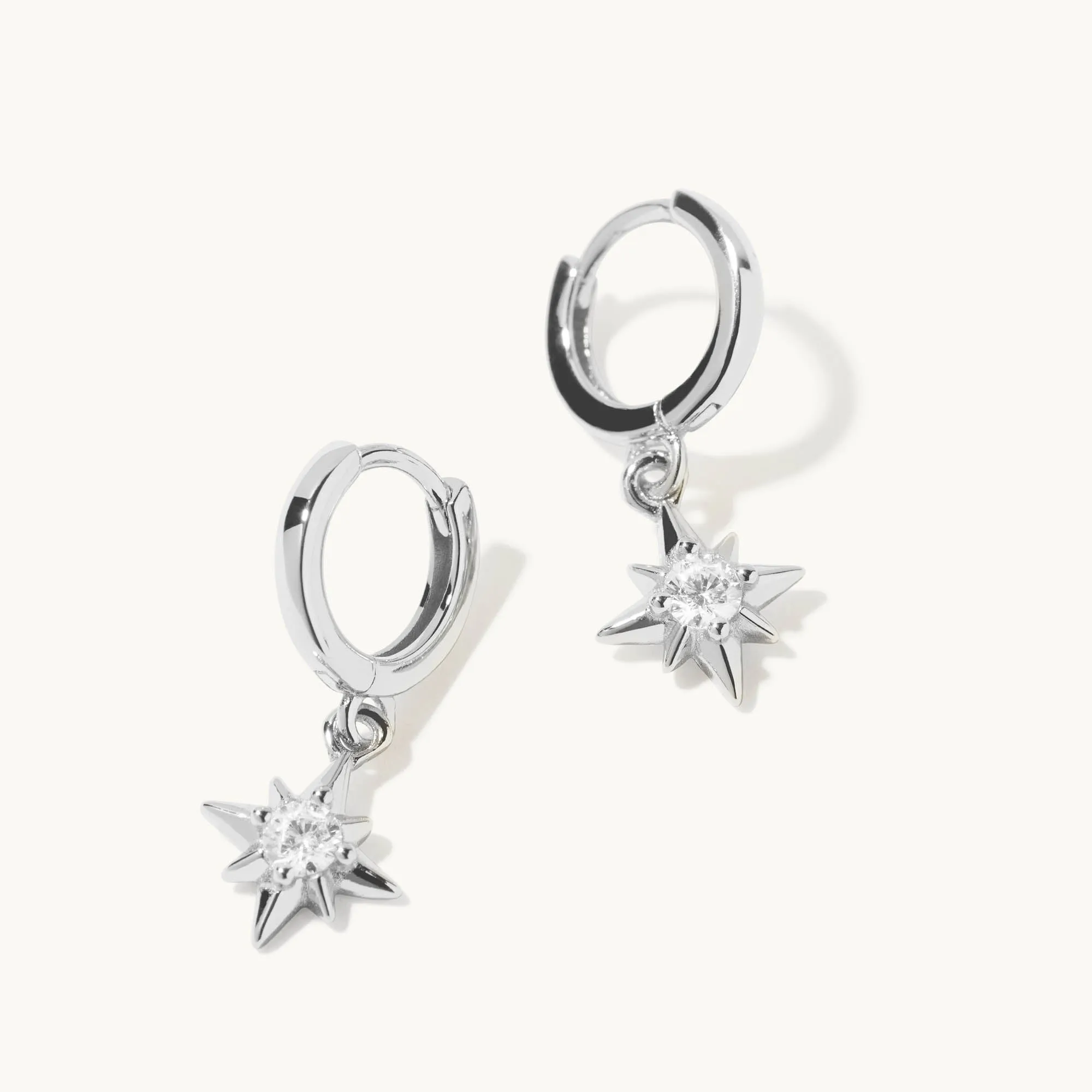 Crystal Star Hoops Silver sold by Muru