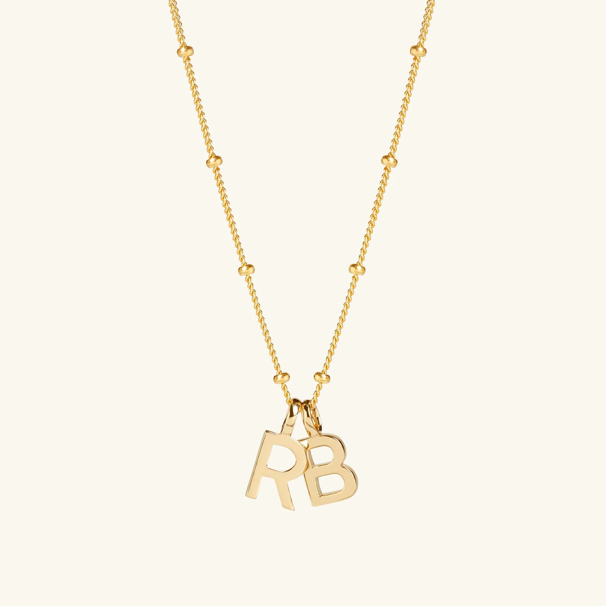 Double Letter Necklace with Bead Chain Gold sold by Muru