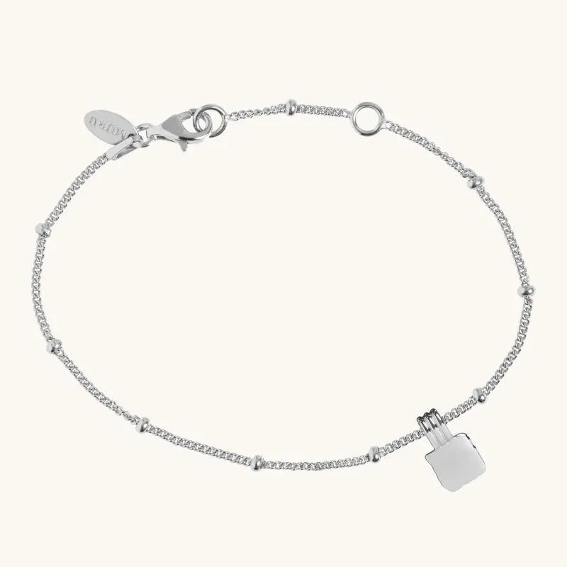 Initial Square Charm Bracelet Silver sold by Muru