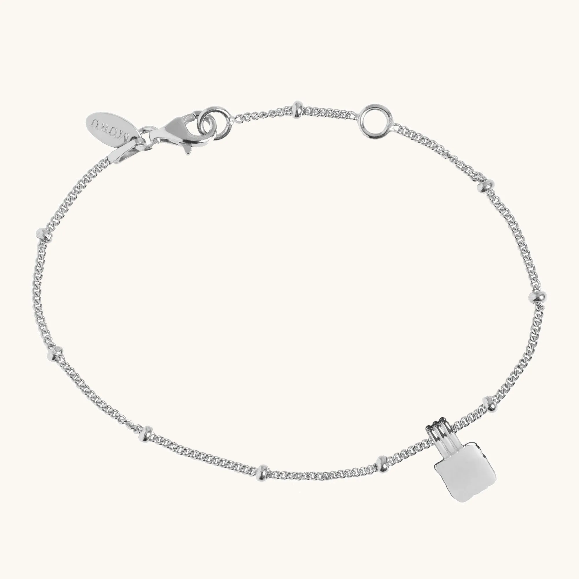 Initial Square Charm Bracelet Silver sold by Muru