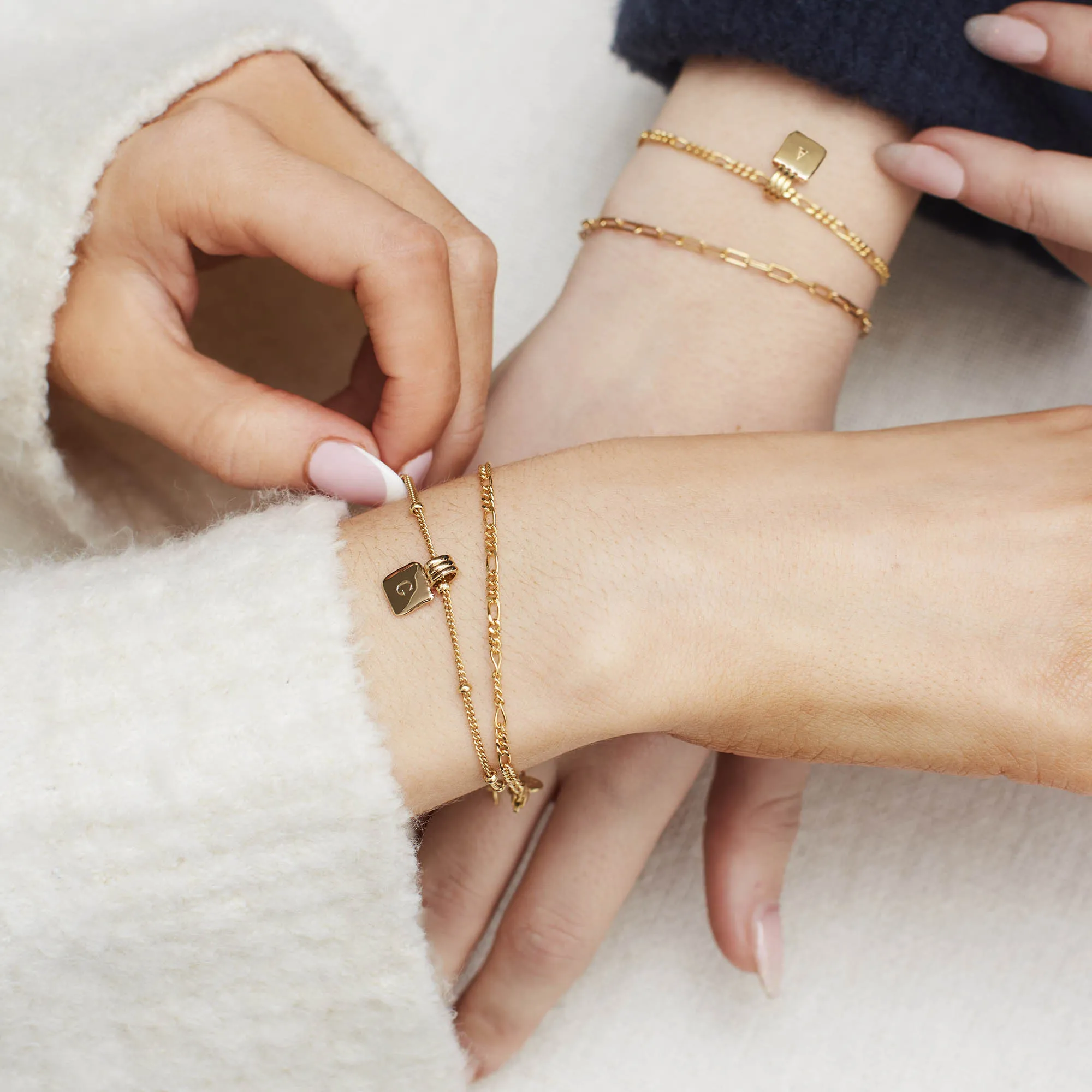 Initial Square Charm Bracelet Gold sold by Muru product image thumbnail 4