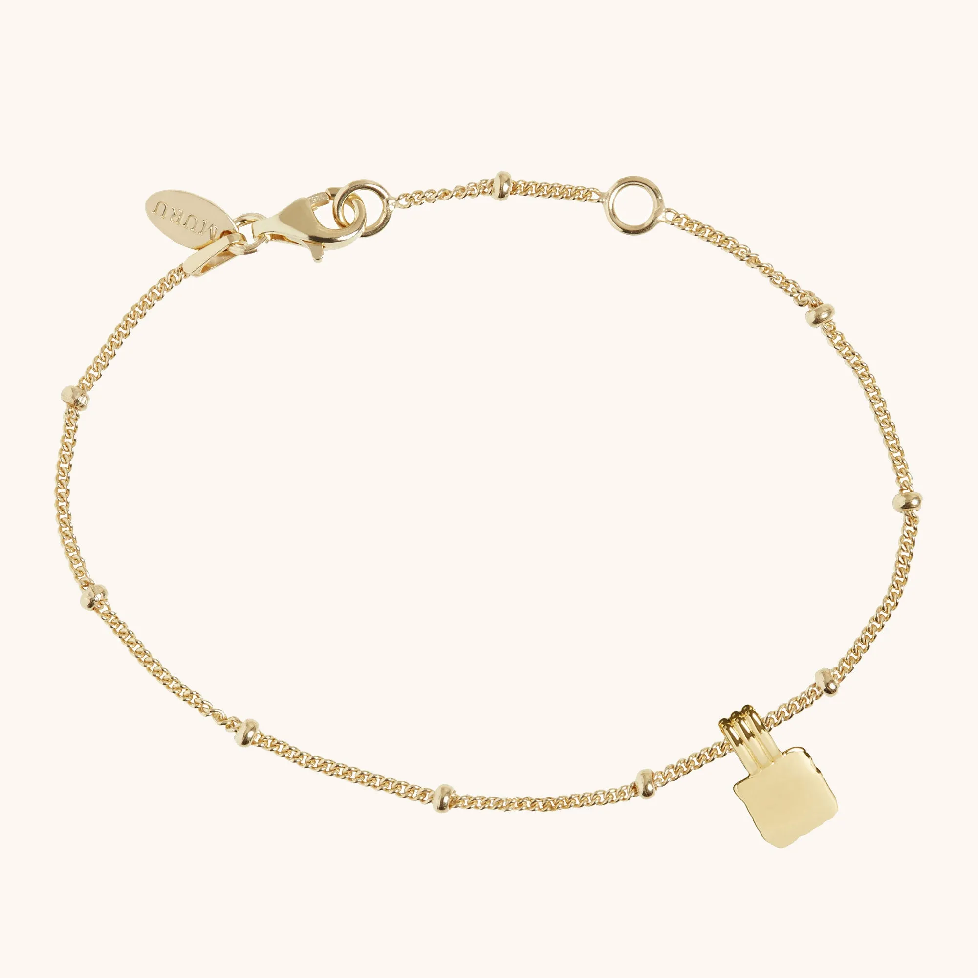 Initial Square Charm Bracelet Gold sold by Muru