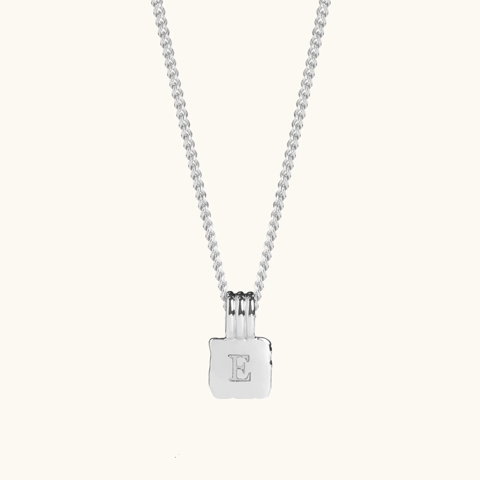 Mini Initial Square Charm Necklace Silver sold by Muru