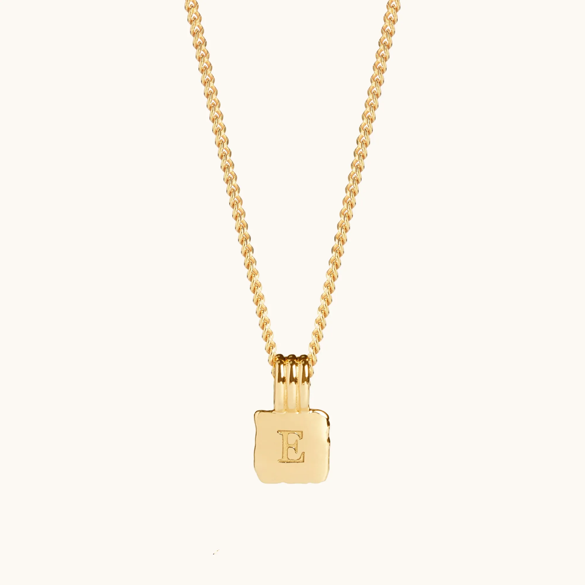 Mini Initial Square Charm Necklace Gold sold by Muru