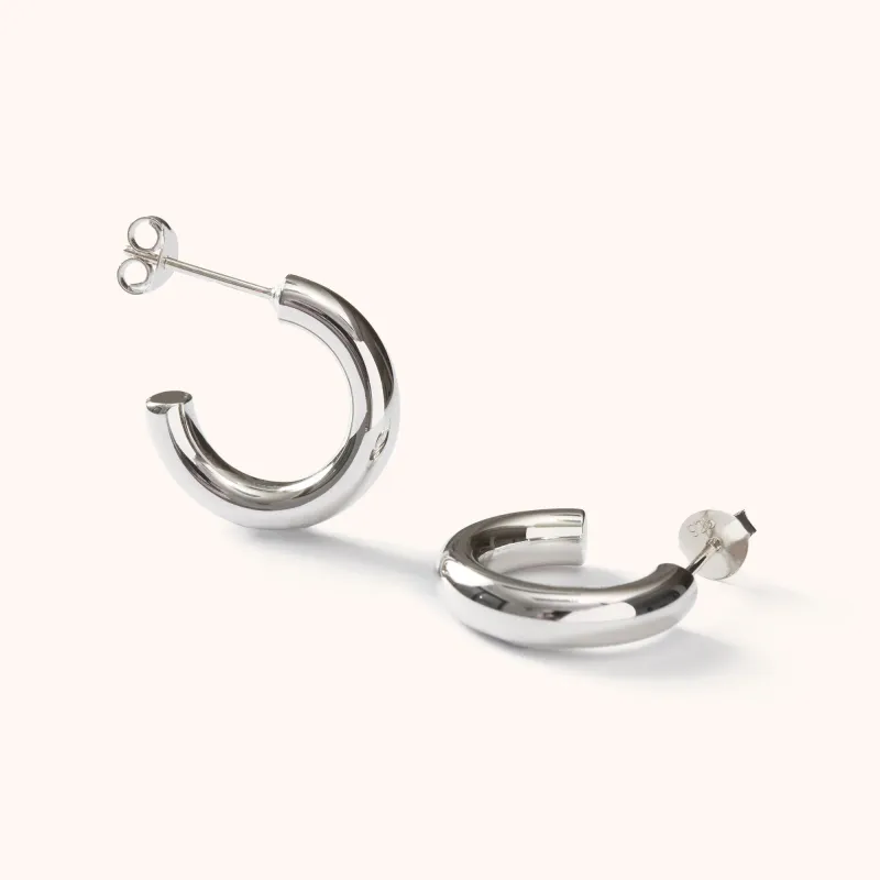 Chunky Hoop Earrings Silver sold by Muru