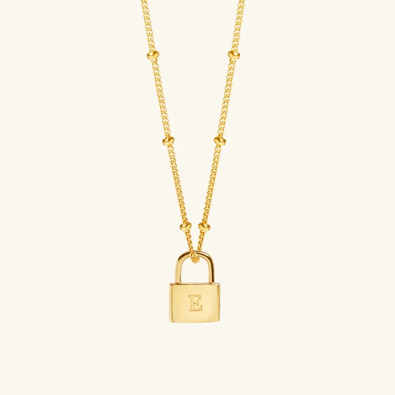 Padlock Necklace Gold With Bead Chain sold by Muru