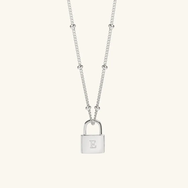 Padlock Necklace Silver With Bead Chain sold by Muru