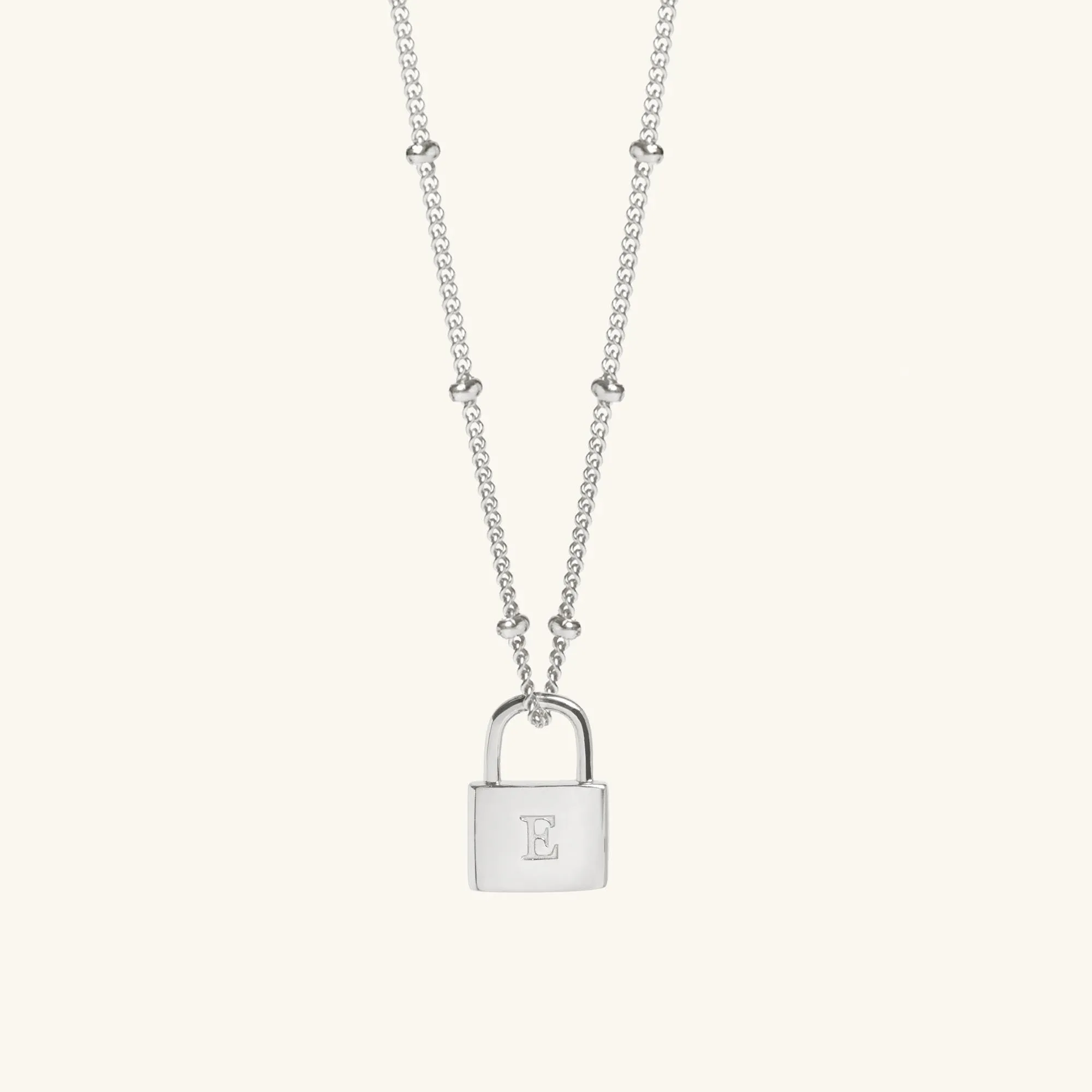 Padlock Necklace Silver With Bead Chain sold by Muru