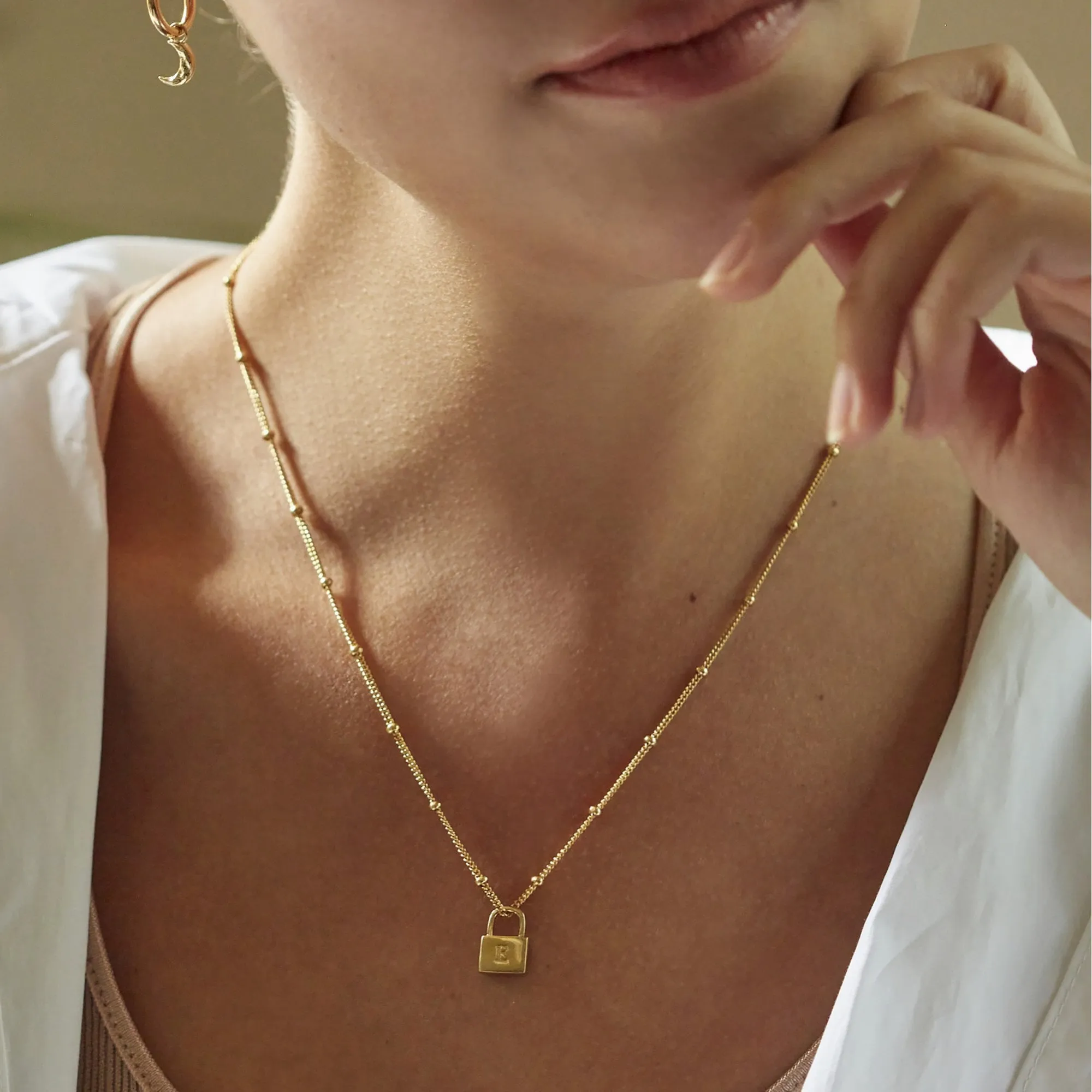 Padlock Necklace Silver With Bead Chain sold by Muru product image thumbnail 2