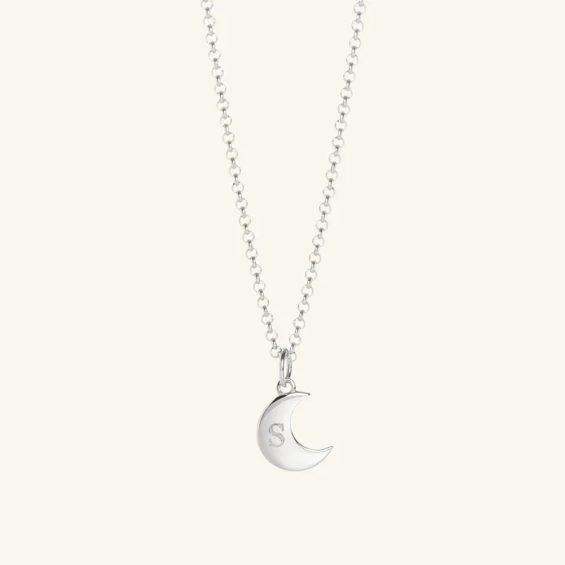 Personalised Moon Necklace Silver sold by Muru
