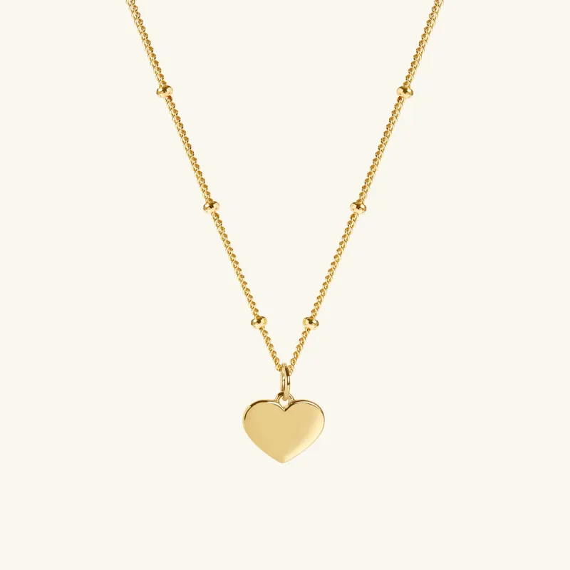 Gold Heart Necklace With Bead Chain sold by Muru