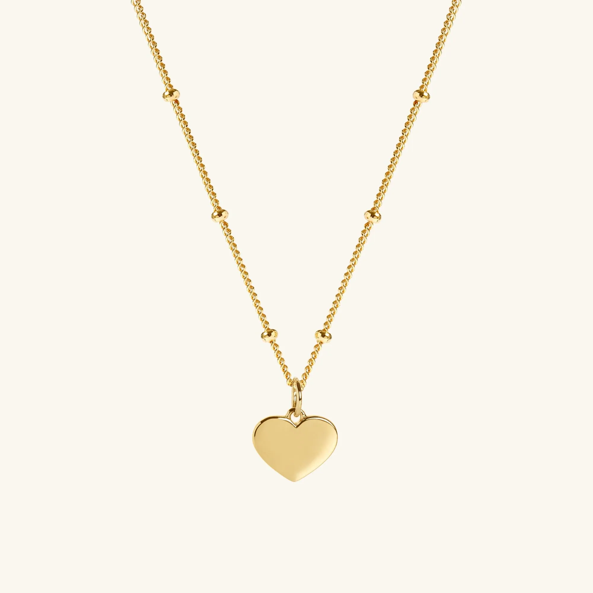 Gold Heart Necklace With Bead Chain sold by Muru