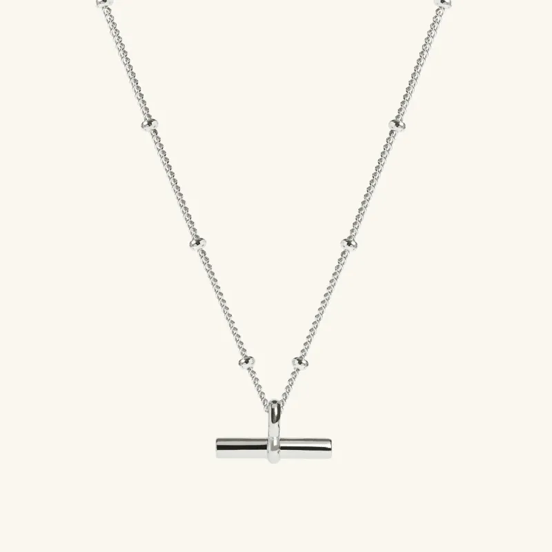 T-Bar Necklace Silver With Bead Chain sold by Muru