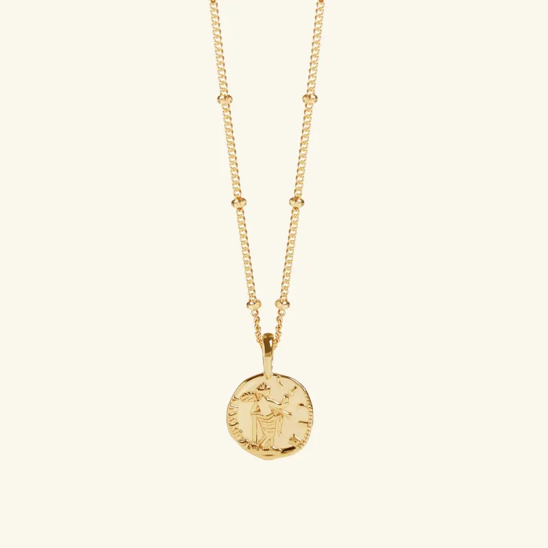 Gold Venus Coin Necklace With Bead Chain sold by Muru