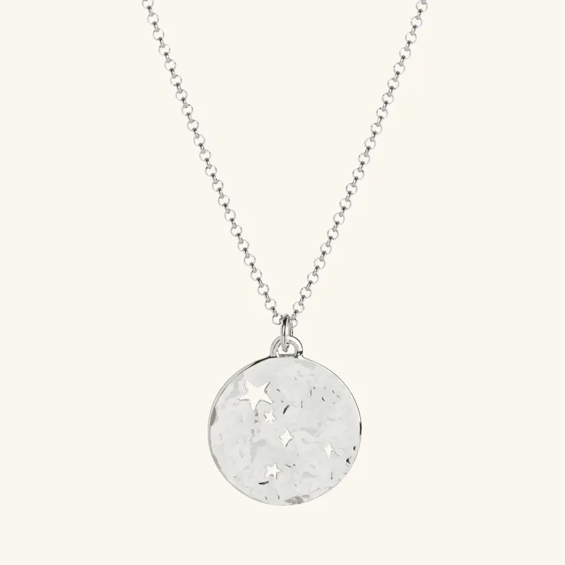 Cancer Zodiac Necklace Hammered Silver sold by Muru