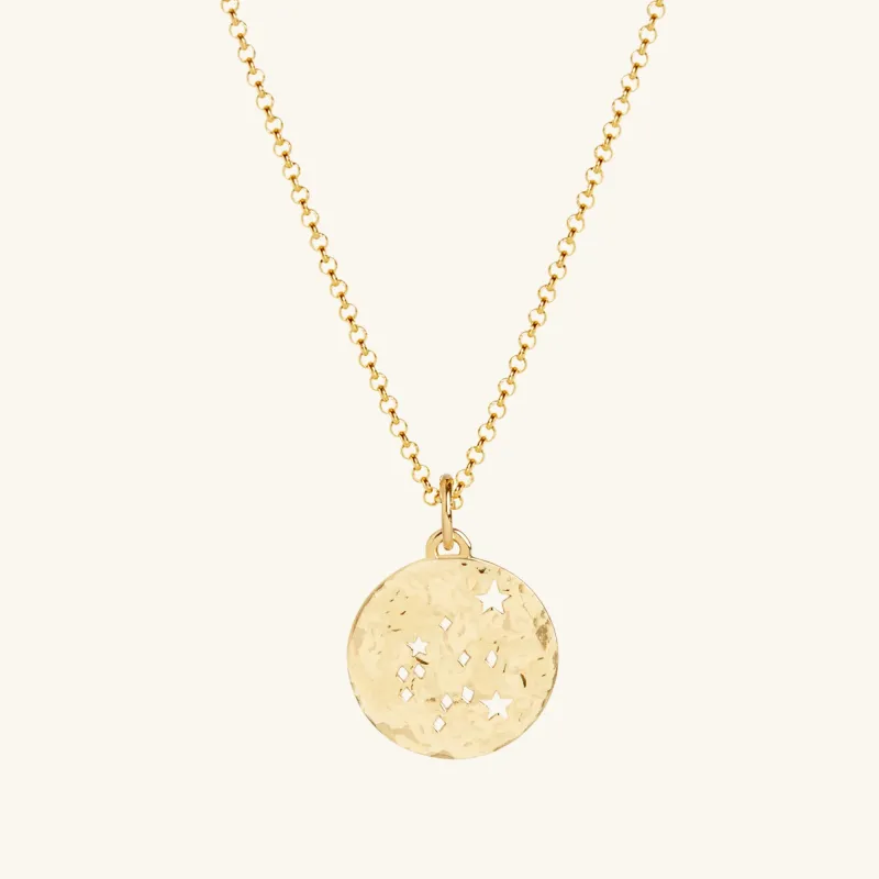 Aquarius Zodiac Necklace Hammered Gold sold by Muru