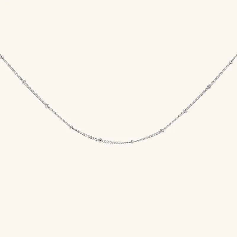 Bead Chain Dainty Choker Necklace Silver sold by Muru
