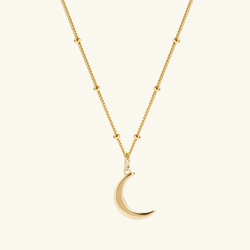 Moon Pendant Bead Chain Gold sold by Muru