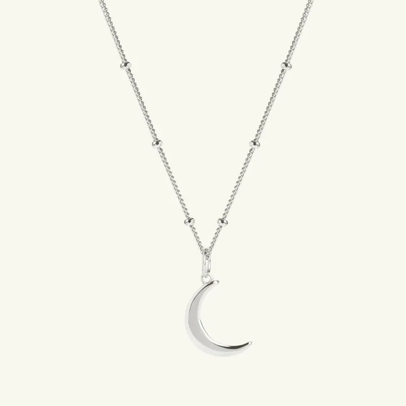 Moon Pendant Bead Chain Silver sold by Muru